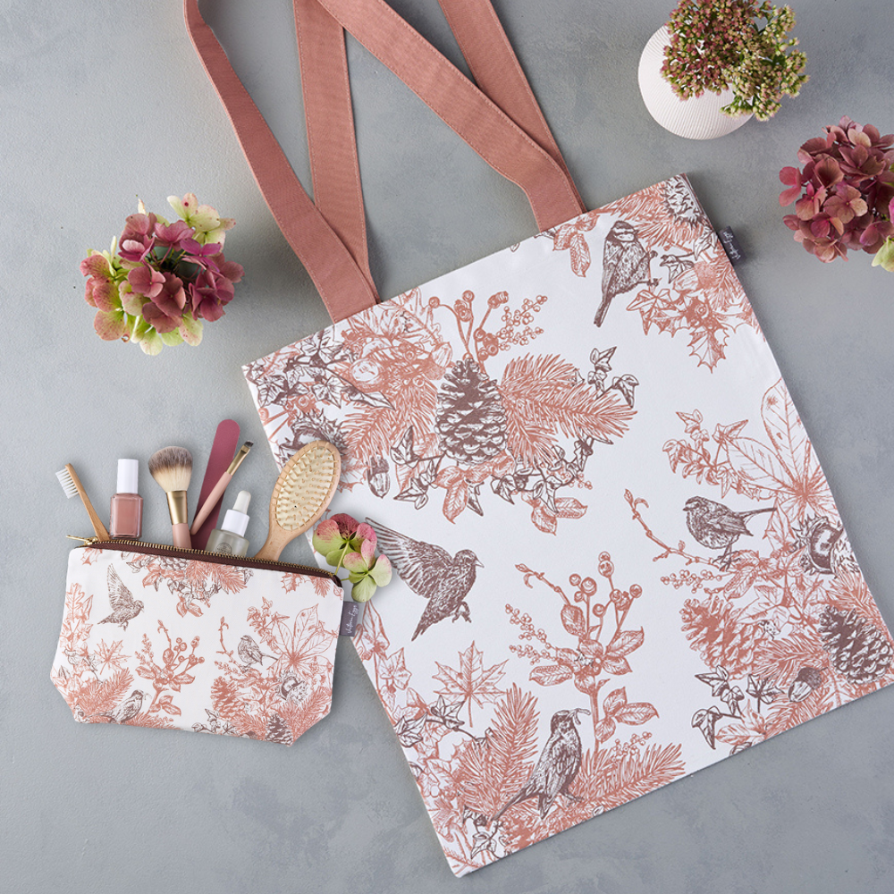 Autumn Garden Canvas Bag and Cosmetic Bag Bundle