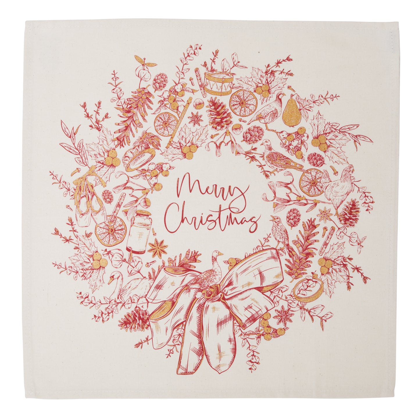 Christmas Wreath Set of 4 Napkins