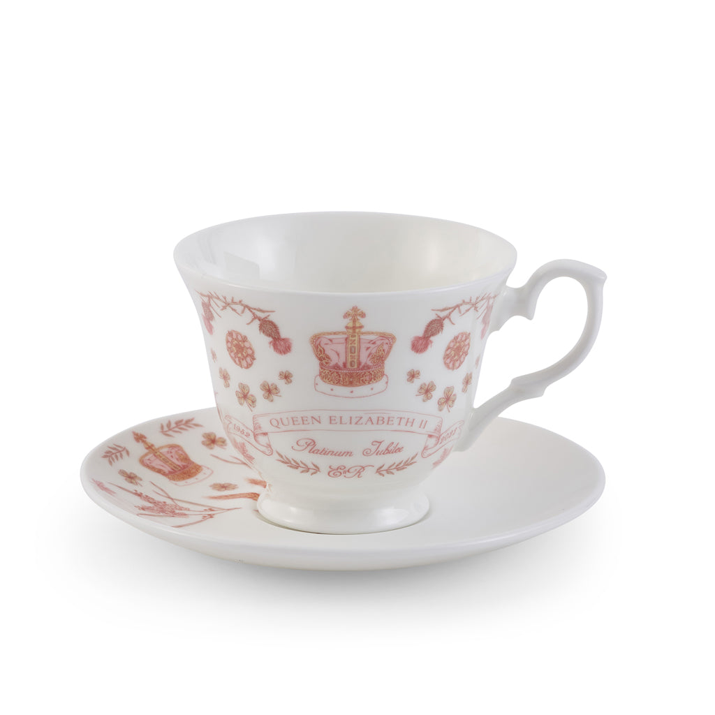 Queen Elizabeth II Platinum Jubilee outlets Tea Cup and Saucer